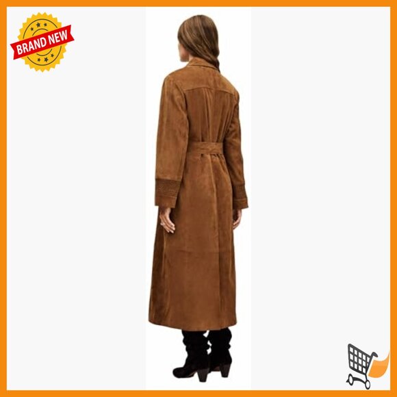 Extra Long Suede Trench Coat, Double Breasted, Dry Clean Only - Picture 6 of 6